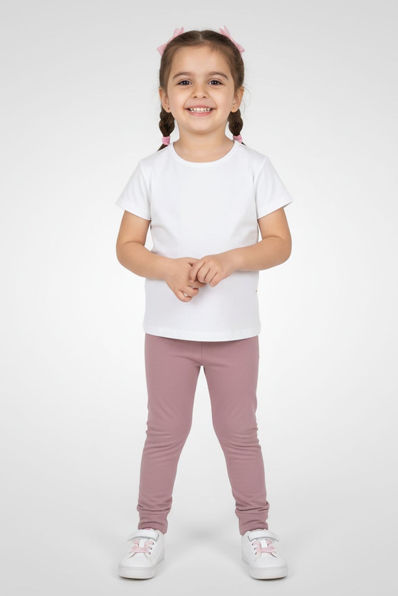 guppy Toddlers Girl Plain Pull On Leggings, Mauve - Image 1